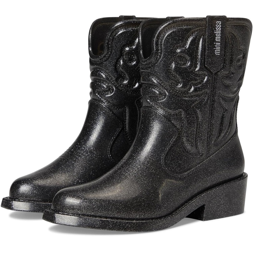 Mini Melissa Sparkly Black Boots